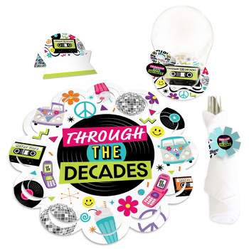 Big Dot of Happiness Through the Decades - 50s, 60s, 70s, 80s, and 90s Party Paper Charger and Table Decorations - Chargerific Kit Place Setting for 8