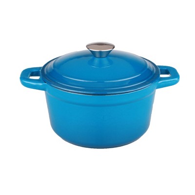 BergHOFF Neo 7 Qt Cast Iron Round Covered Dutch Oven, Blue