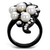 Slickblue Women’s Fashion Ring in IP Black Stainless Steel, Light Rose Pearl Stone, Single-Tone Band, Sizes 5-10 - 3 of 4