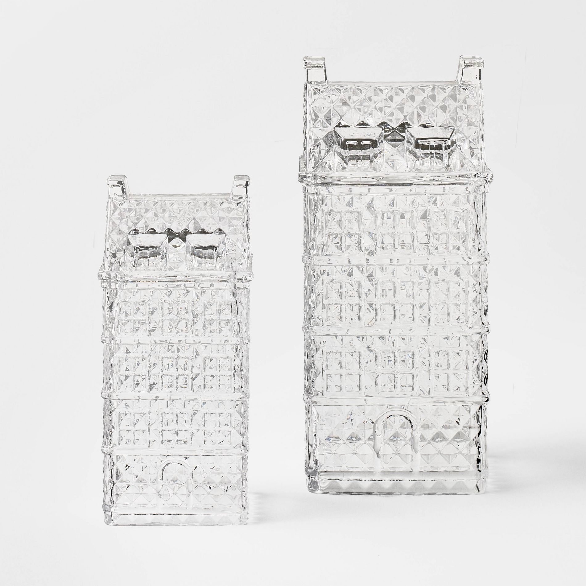 Set of 2 Etched Glass Christmas Houses - Threshold™ designed with Studio McGee