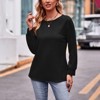 Women's Casual Crewneck Pleated Lantern Long Sleeve Pullover Sweater Loose Ribbed Knit Jumper Tops - 3 of 4