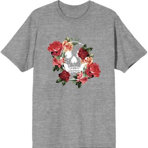 Natural World Skull & Roses Crew Neck Short Sleeve Adult T-shirt - 1 of 2