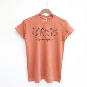 Simply Sage Market Women's Hand Drawn Hello Pumpkin Short Sleeve Garment Dyed Tee - 1 of 2