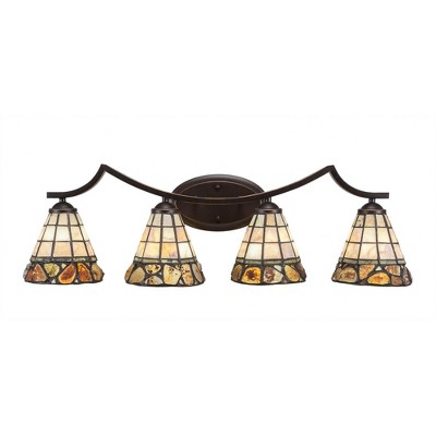 Toltec Lighting Zilo 4 - Light Vanity in  Dark Granite with 7" Cobblestone Art Glass Shade