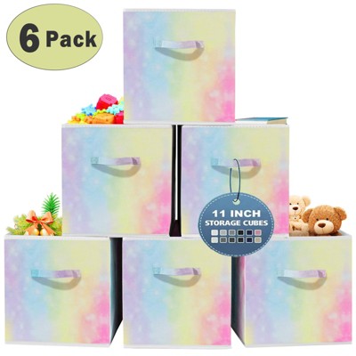 DOMETOUR 6 Piece Cube Storage Bins, 11 Inch Collapsible Storage Cube Organizer with Handle