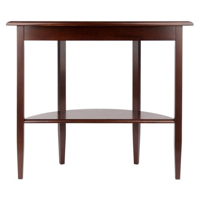 Transitional Demilune Walnut Console Table with Storage