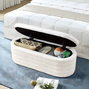 NicBex Modern 43" Boucle Fabric Storage Bench with Oval Shape for Bedroom and Living Room - 1 of 4