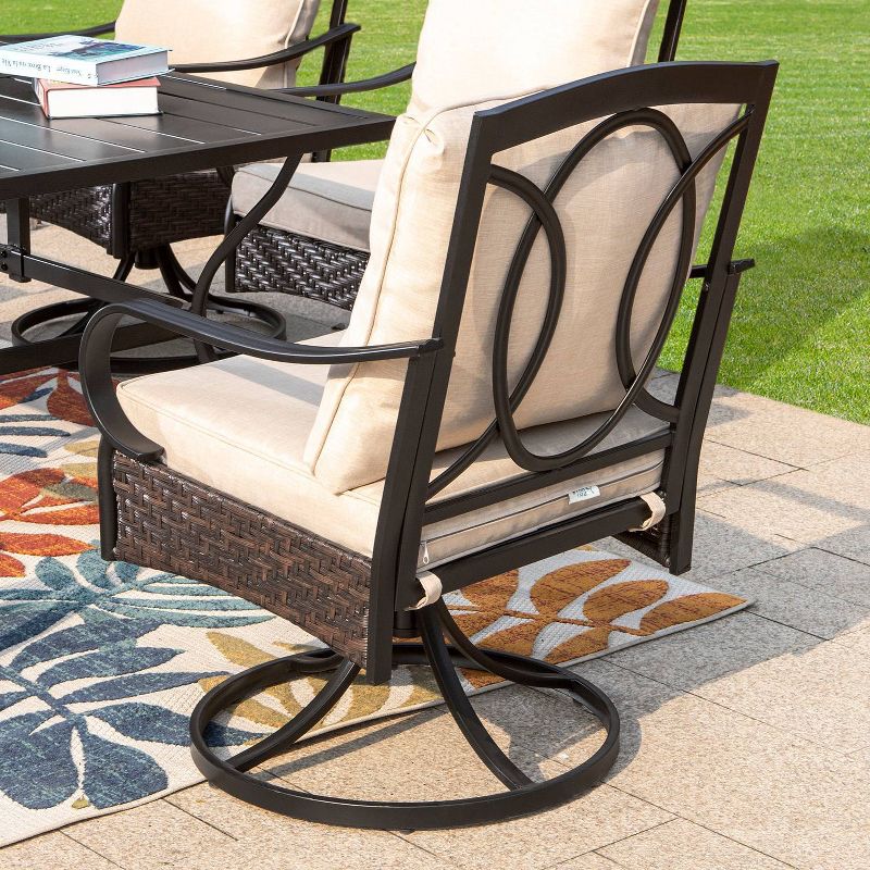 Captiva Designs 7pc Steel Outdoor Patio Dining Set with Swivel Chairs &#38; Metal Table with Umbrella Hole Black, 6 of 11