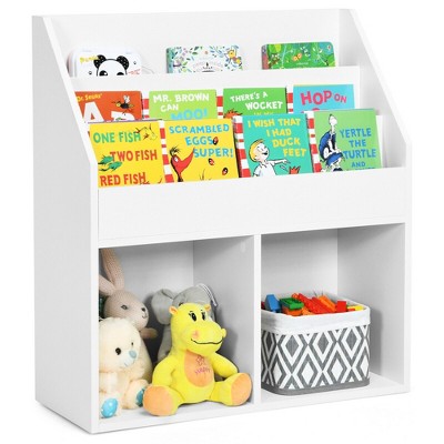 Costway Kids Toy Storage Organizer W/ 2-tier Bookshelf & Plastic Bins :  Target