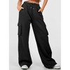 Women High Waisted Drawstring Wide Leg Cargo Pants Casual Baggy Joggers Pants with Pockets - 2 of 4