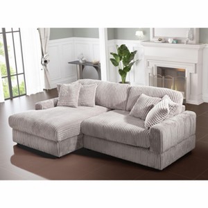 NicBex Couches for Living Room Corner Sleeper Sofa Comfy Corduroy Upholstered L-Shaped Deep Seat Sofa Couch with 6 Cushions Pillows, Light Gray - 1 of 4