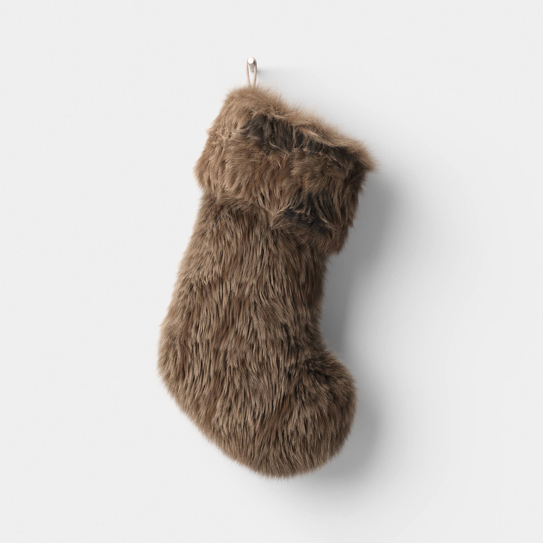 Faux Fur Christmas Stocking Brown - Threshold™