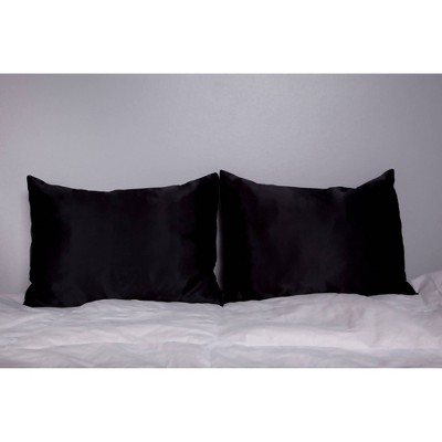 Morning Glamour Standard Satin Solid Pillowcase Set Black