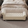 TiramisuBest 64.5" Velvet Storage Bed Bench - Tufted Chaise Lounge with Antique Nails, Khaki - 4 of 4