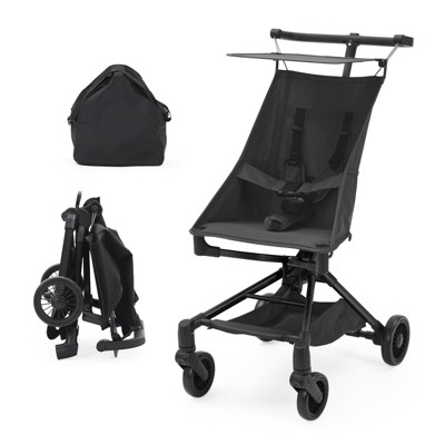 Lightweight Baby Stroller, Compact Travel Stroller with Easy One-Hand Fold, Adjustable Canopy, Storage Basket & All-Terrain Wheels, Black