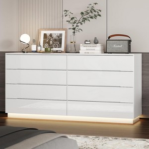 Hommoo 8 Drawers Wooden Dressers for Bedroom White - 1 of 4