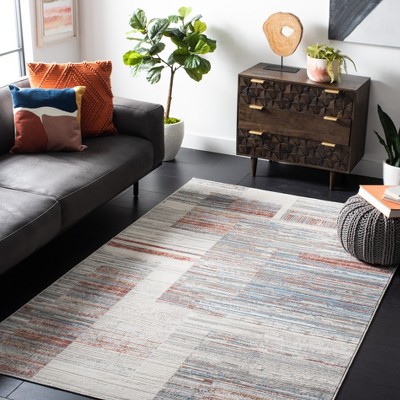 Elysian Ivory & Rust 93" Round Synthetic Area Rug