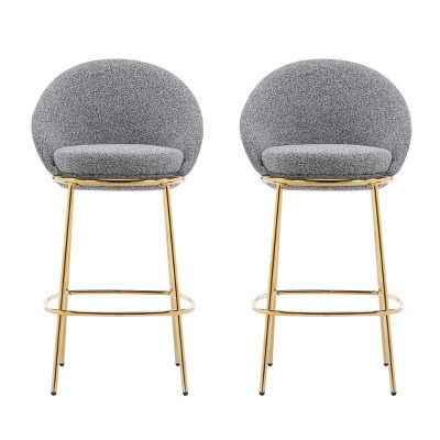 Counter Height Barstools,Cafe Barstools with Metal Frame and Upholstered Round Seat,Modern Metal Kitchen Island Bar Chairs-Coolbibila