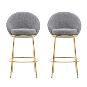 Counter Height Barstools,Cafe Barstools with Metal Frame and Upholstered Round Seat,Modern Metal Kitchen Island Bar Chairs-Coolbibila - 1 of 4