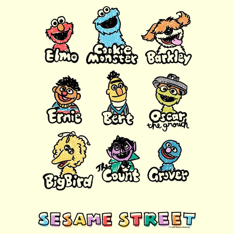 Men's Sesame Street Sketched Characters T-Shirt, 2 of 5