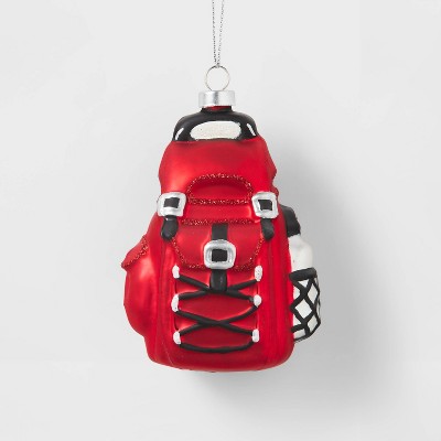 Red Hiking Backpack Glass Christmas Tree Ornament - Wondershop™