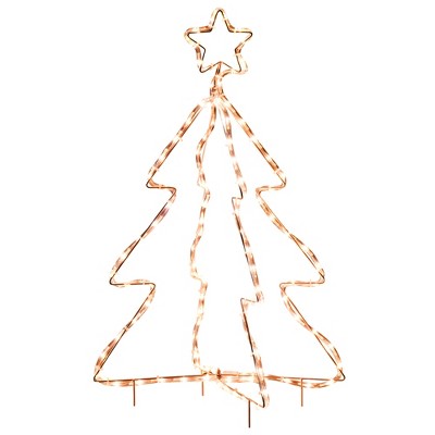 Outsunny 30" Outdoor LED Christmas Tree Rope Lights, LED Outdoor Christmas Decoration with Ground Stakes