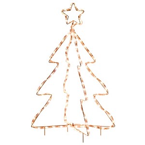 Outsunny 30" Outdoor LED Christmas Tree Rope Lights, LED Outdoor Christmas Decoration with Ground Stakes - 1 of 4