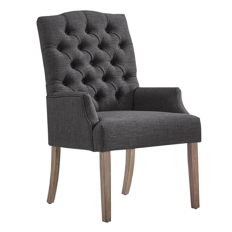 Raghnaid Distressed Tufted Linen Dining Chair - Inspire Q, 1 of 11