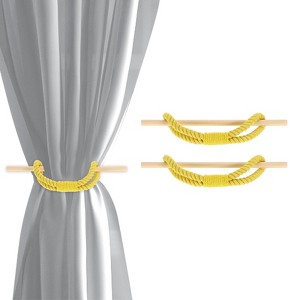 Unique Bargains Cotton Hand-Woven Decorative Drape Curtain Tiebacks with Wood Club - 1 of 4