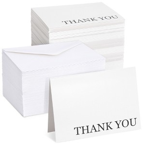 Sustainable Greetings 120 Thank You Cards Bulk with Envelopes for Weddings, Bridal Showers, Graduations, Black and White Design (5x4 In) - 1 of 4