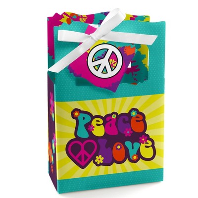 Big Dot of Happiness 60's Hippie - 1960s Groovy Party Favor Boxes - Set of 12