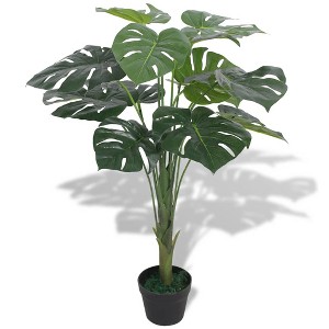 Aghana Digitals 27.6in Matte Green Artificial Monstera Plant - Lifelike Indoor Decor with Split Green 27.6 in - 1 of 2