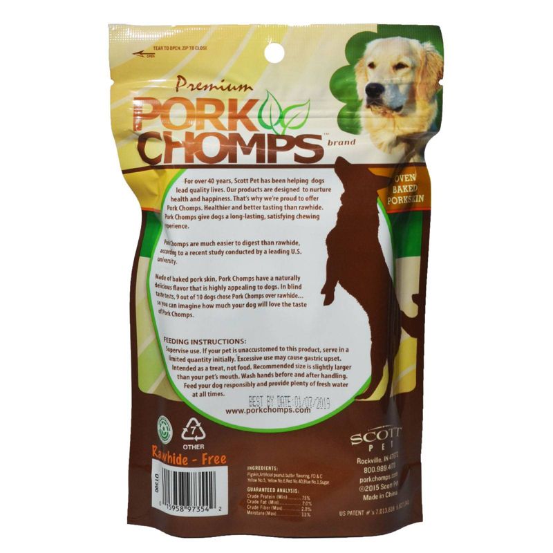 Nutri Chomps Pork Chomps Peanut Butter Chewy Treats Dog Treats - 4ct/5.65oz, 3 of 6