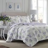 Laura Ashley Keighley Purple/White Floral 100% Cotton Reversible Quilt Set  & Reviews