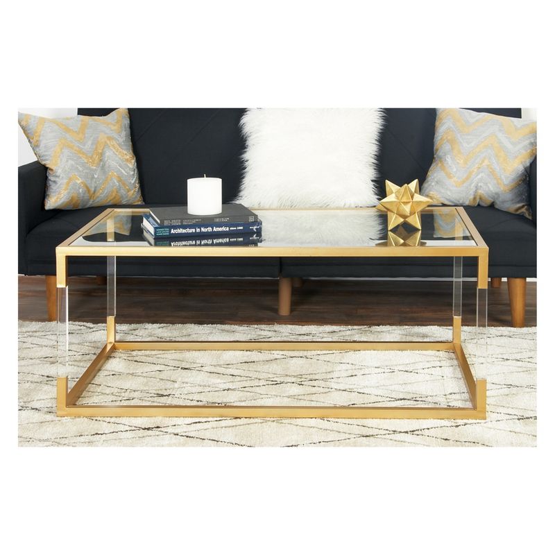 Metal and Glass Coffee Table Gold - Olivia & May, 5 of 6