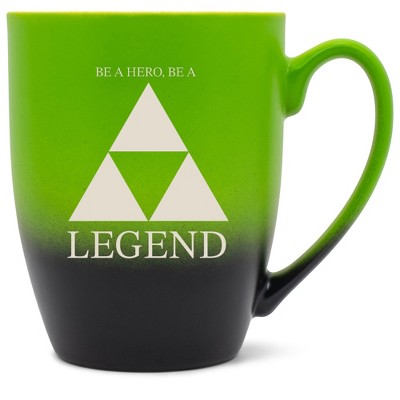 100 North Three Scales 10 Ounce Green and Black Two Toned Ombre, Comfortably Fits Your Hands, Ceramic Tea Coffee Cup Mug, Be A Hero, Be A Legend