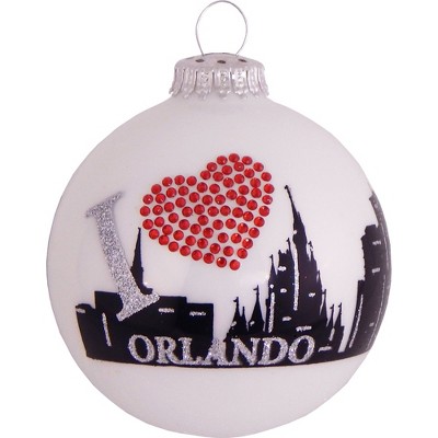 Christmas by Krebs Porcelain White Orlando Skyline Christmas Ball Ornament 3.25" (80mm)