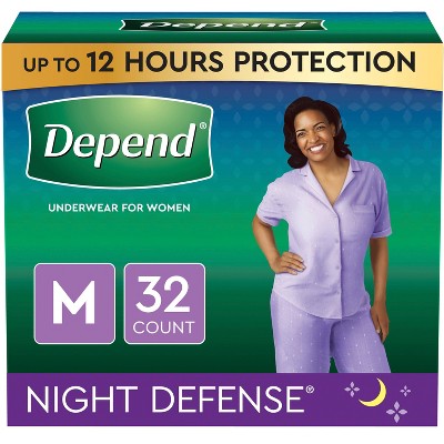 Depend Night Defense Incontinence Fragrance Free Underwear for Women - Medium - Blush - 32ct
