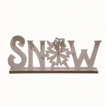 Transpac Wood White Christmas Cut Out Snow Tabletop Decor