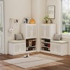 47" Shoe Cabinet Bench with Cushion, Adjustable Shelves and Louvered Doors, Modern Entryway Storage for Mudroom Hallway-3irtyhousy - 3 of 4