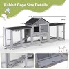Sandinrayli 82.5in Wooden Rabbit Hutch - Outdoor/Indoor Easy-Assemble & Durable Hutch w/Cleaning Tray, Waterproof Roof for Small/Medium Bunnies (Gray) - 4 of 4