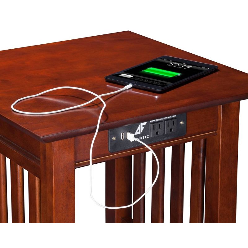 Mission End Table with Charger Walnut - AFI, 6 of 11