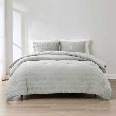 Lush Décor Full/Queen Azalea Ruched Velvet Stripe Comforter Gray