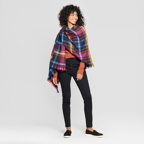 Kohls plaid blanket scarf, how to wear a blanket scarf with open
