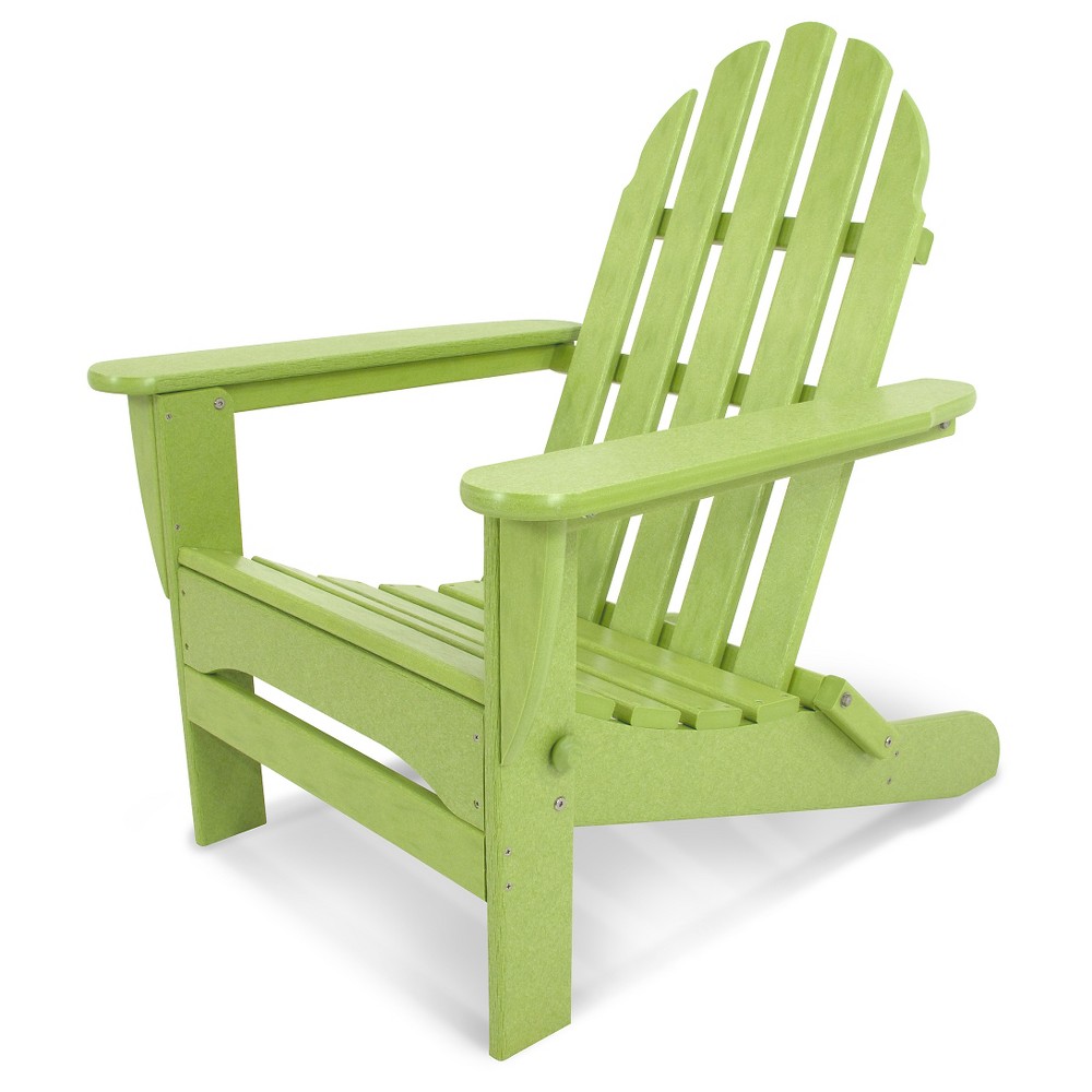 POLYWOOD Classic Folding Patio Adirondack Chair Lime For Sale