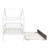 NicBex Twin Size Bunk Bed Classic House Shape Loft Bed Draggable Design Pine Bed Frame with Wheels and Guardrails, No Box Spring Required - 4 of 4
