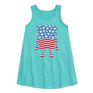 Girls' - SpongeBob SquarePants - Silhouette Stars Stripes Graphic Sleeveless Aline Dress - 1 of 4