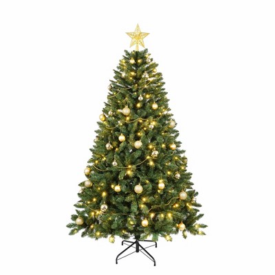 AZL1 Life Concept Artificial Trees 6-Foot Christmas Tree with Metal Stand for Holiday Home Decor, Green, 39.4"*39.4"*70.9"