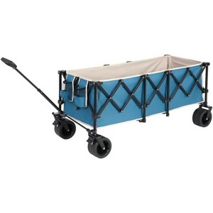 RISOKEYS Extra Long 300L Collapsible Wagon Cart with All-Terrain Wheels,220LB Capacity - Heavy Duty Foldable Utility Cart for Camping,Beach - 1 of 4