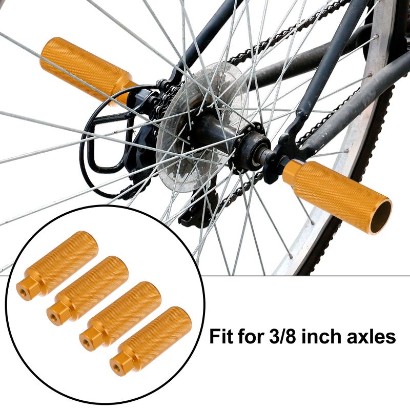 Unique Bargains Aluminum Alloy Axle Rear Foot Pegs Footrests for BMX MTB Bike Fit 3/8 Inch 2 Pair, 2 of 7